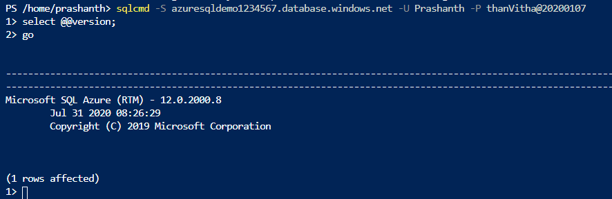 Database connectivity using SQLCMD 